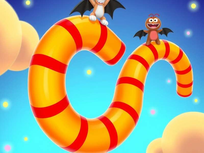 Screenshot of Slither Io game in action showing a large snake circling others