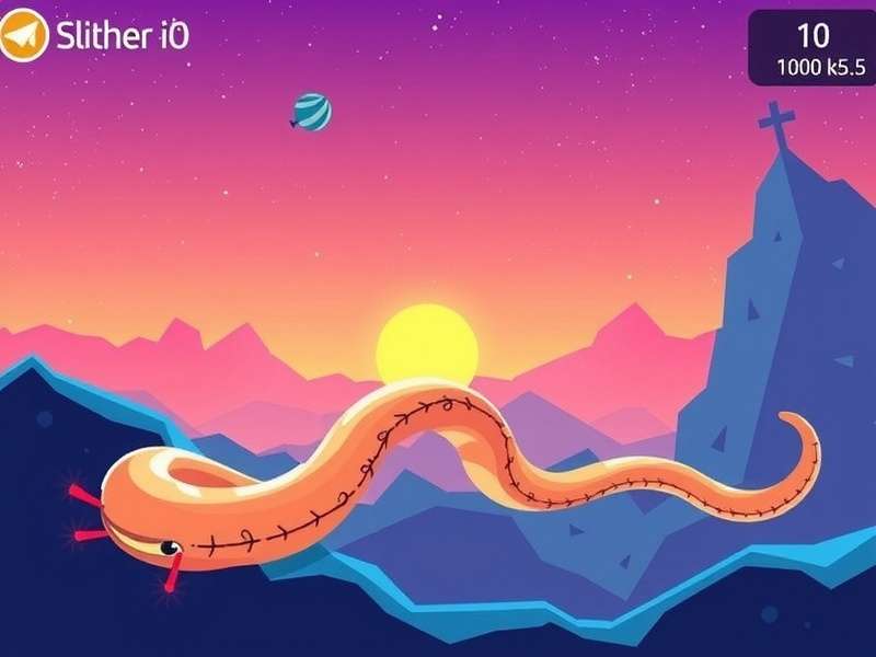 Slither Io gameplay screenshot showing multiple snakes in arena