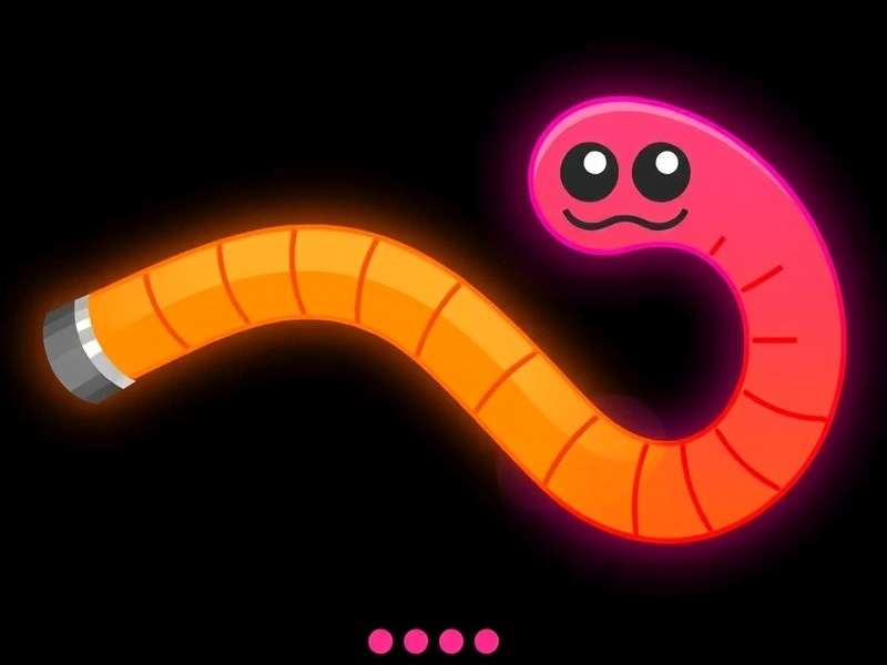Slither Io Unblocked Wtf gameplay arena with neon snake trails on dark background