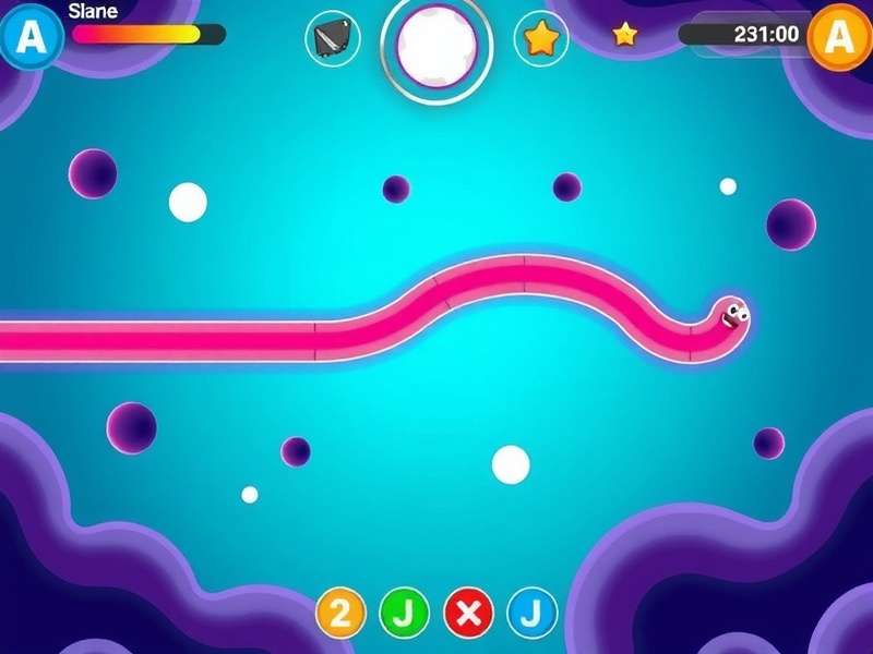 Slither Io gameplay arena with multiple snakes competing in a neon battlefield