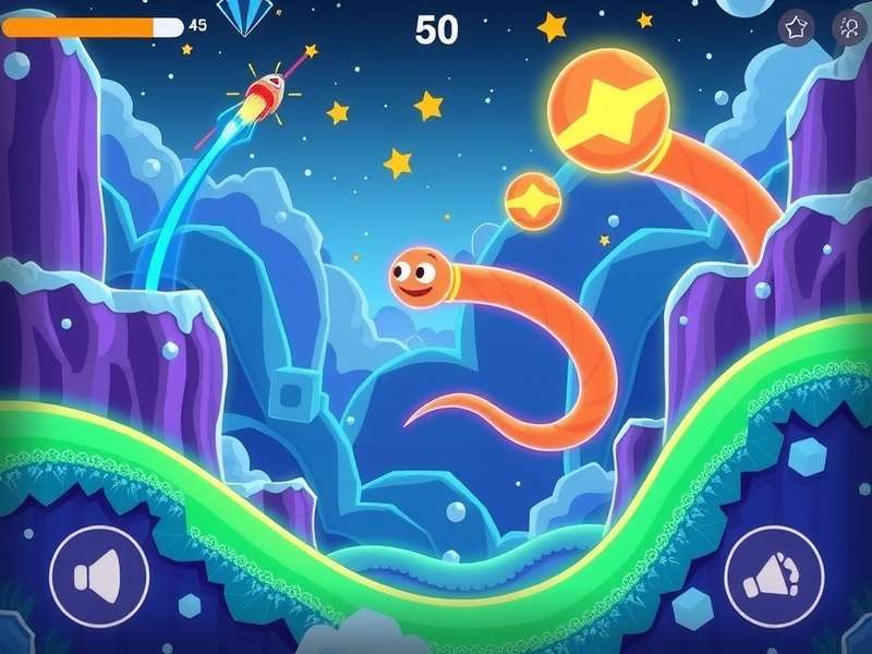 Slither Io Offline Mod gameplay arena with colorful snakes and neon background